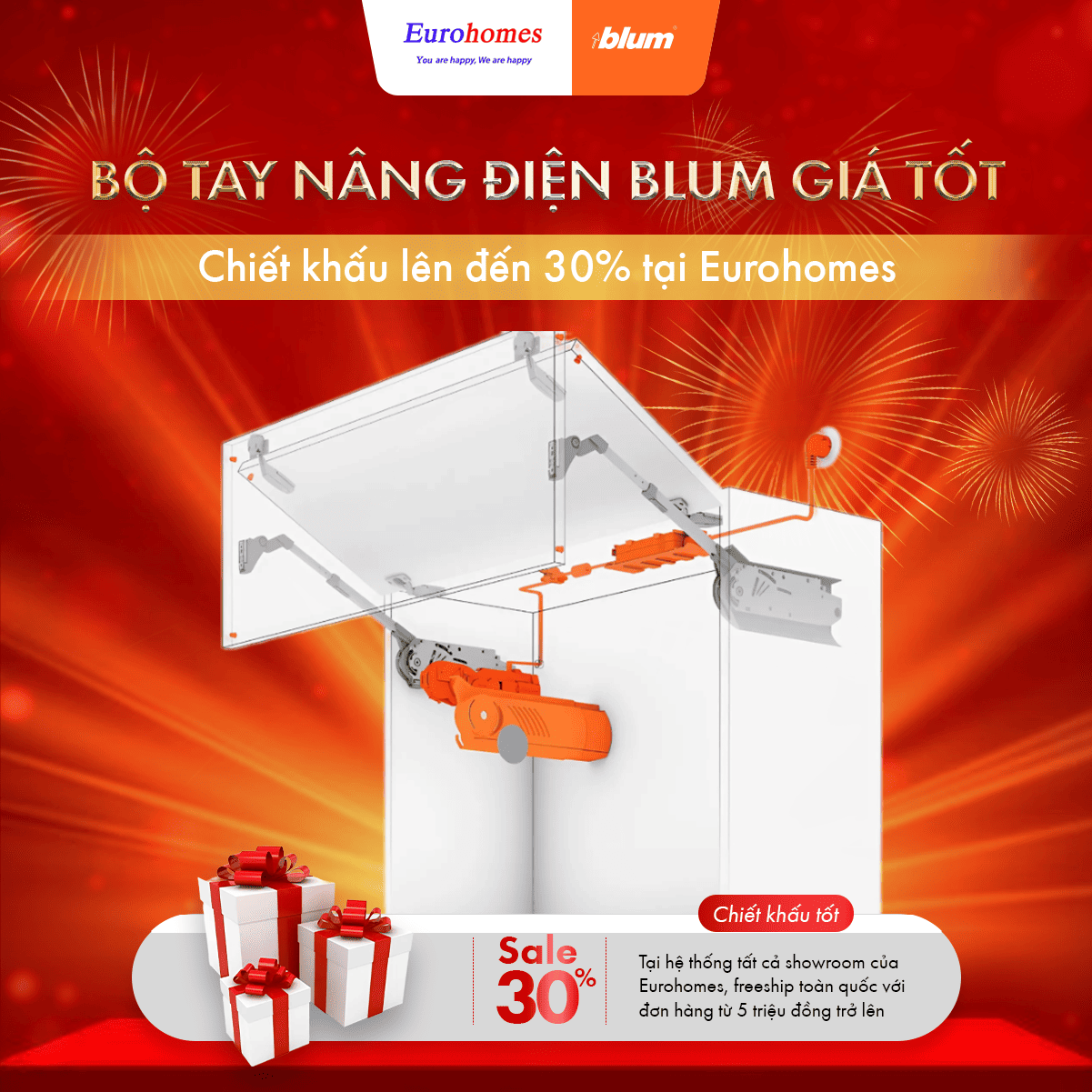 Bộ tay nâng điện Blum giá tốt, chiết khấu lên đến 30%