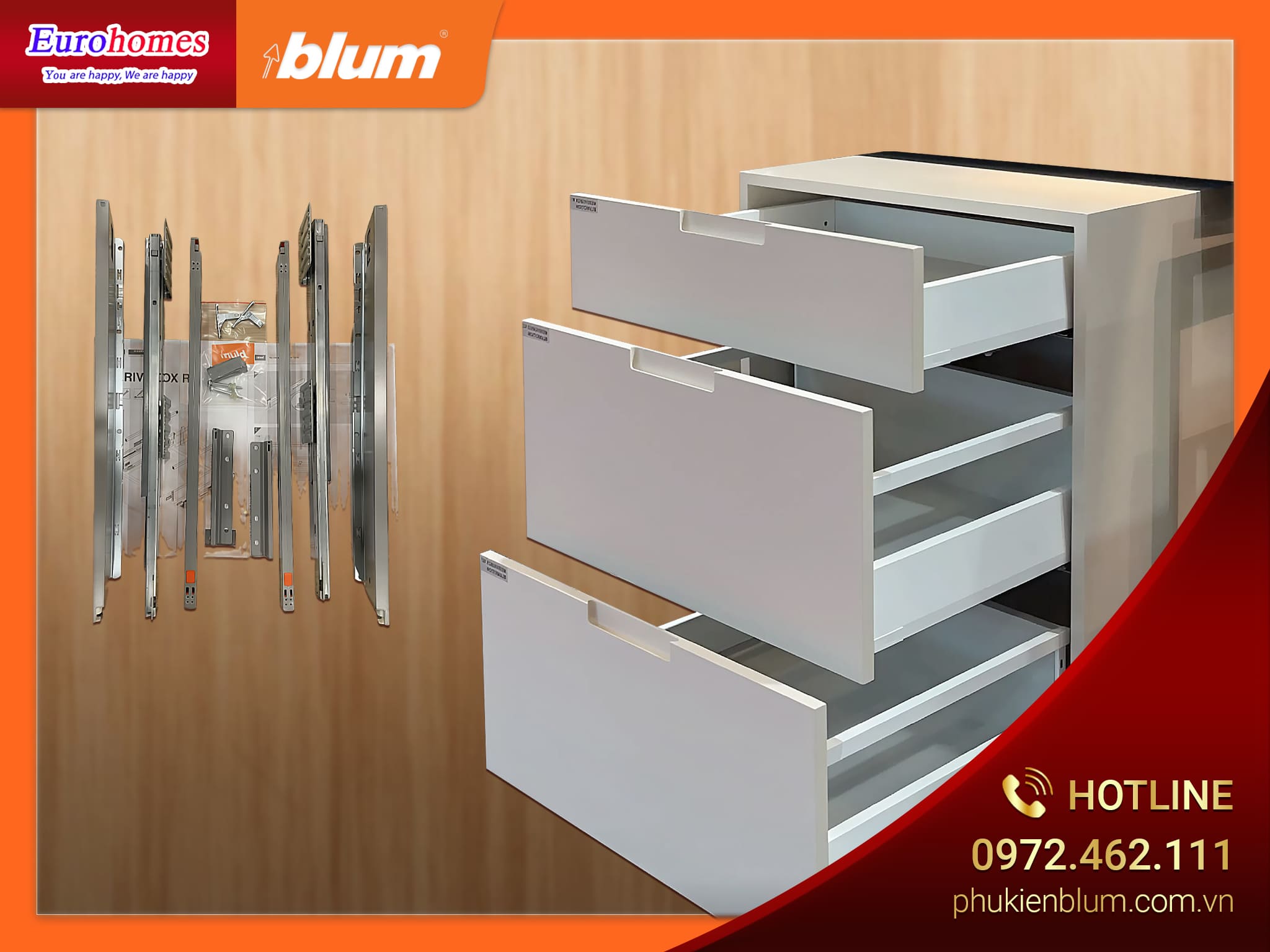 Phụ kiện Ray hộp Blum