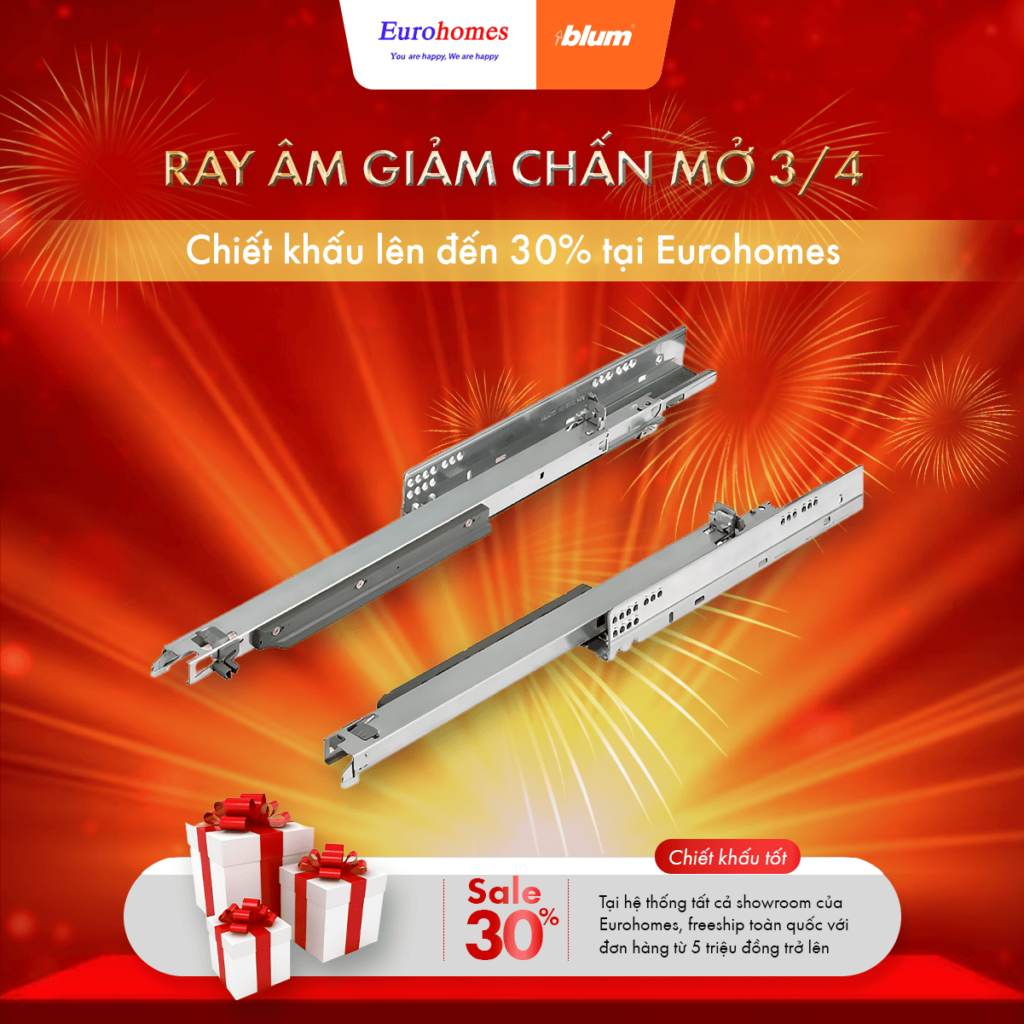 Ray âm giảm chấn mở 3/4 Blum