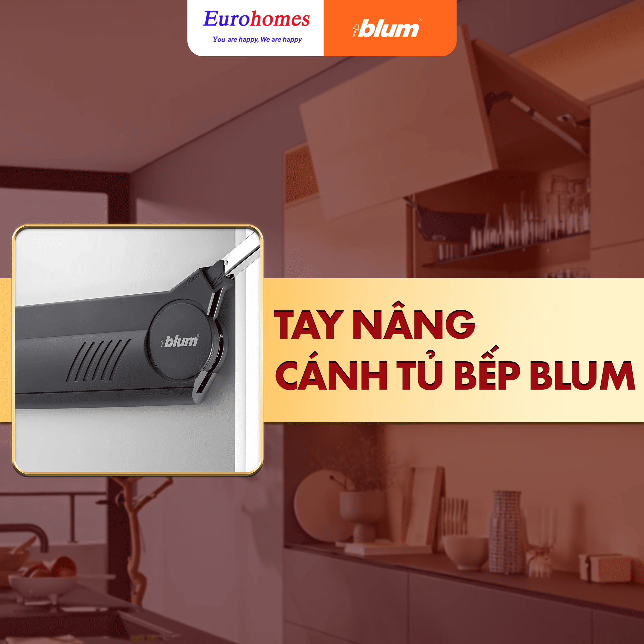 Tay nâng cánh tủ bếp Blum - Giá tốt nhất 2025