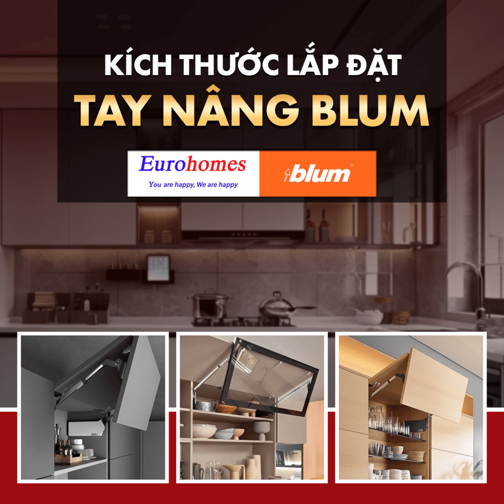 Kích thước lắp Tay nâng Blum - Hướng dẫn