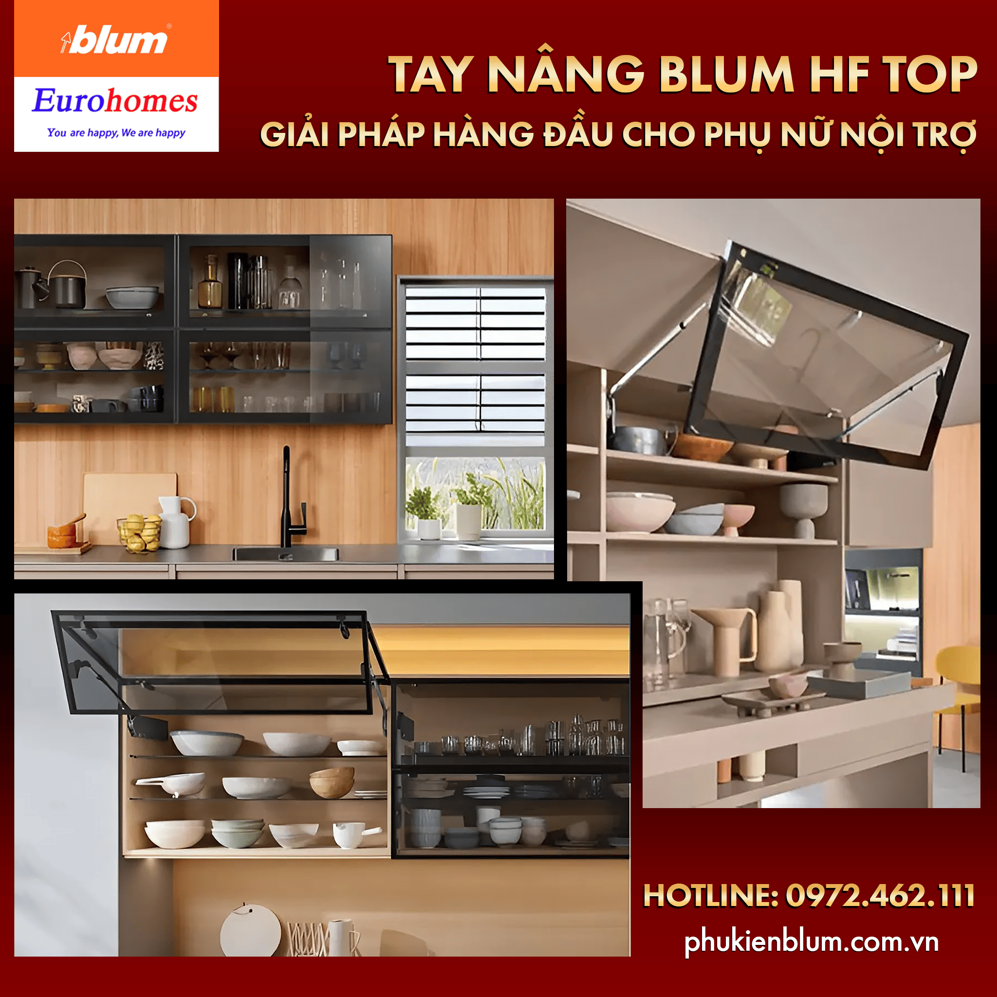 Tay nâng Blum tủ bếp - Nâng tầm tiện nghi & chất lượng sống