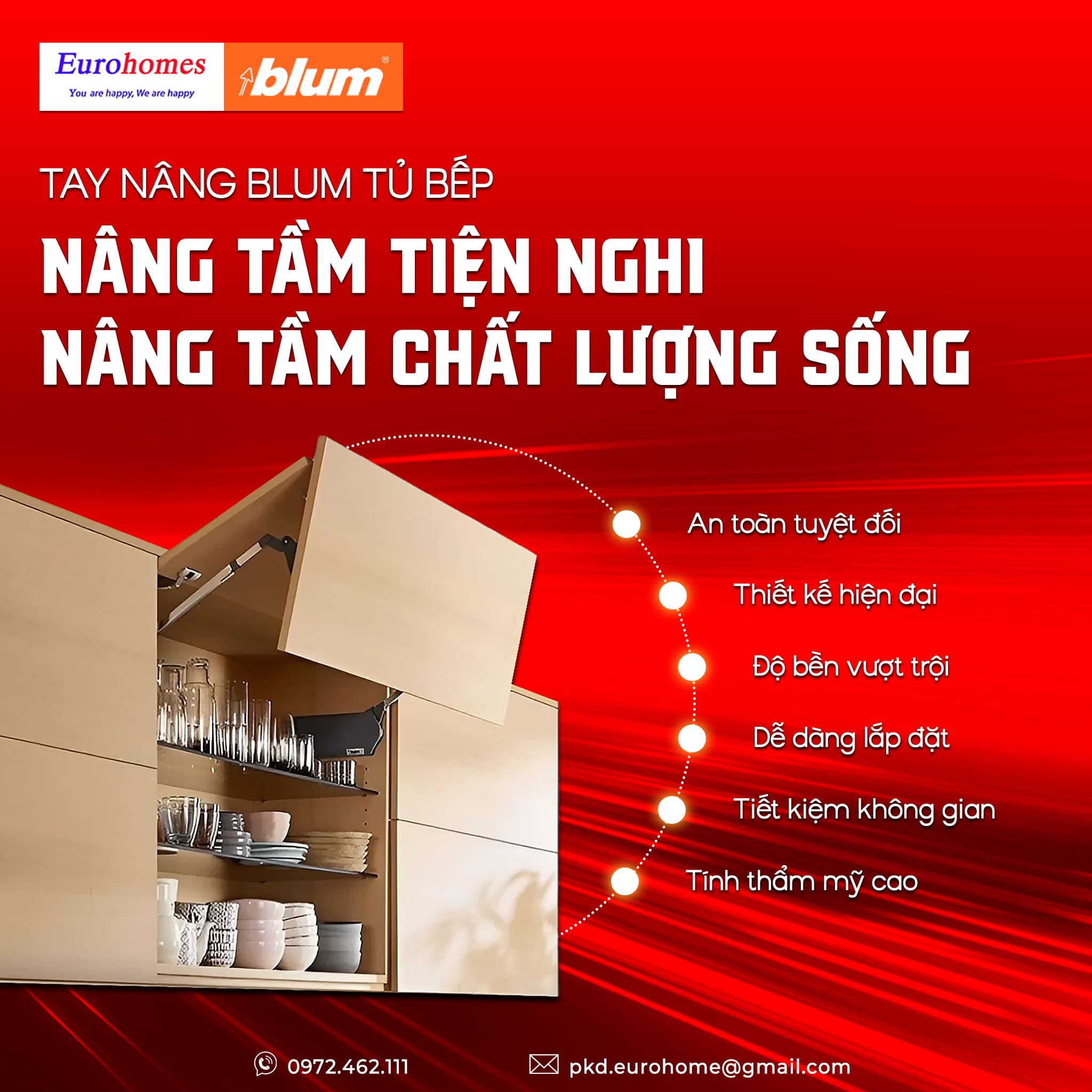 Tay nâng Blum tủ bếp