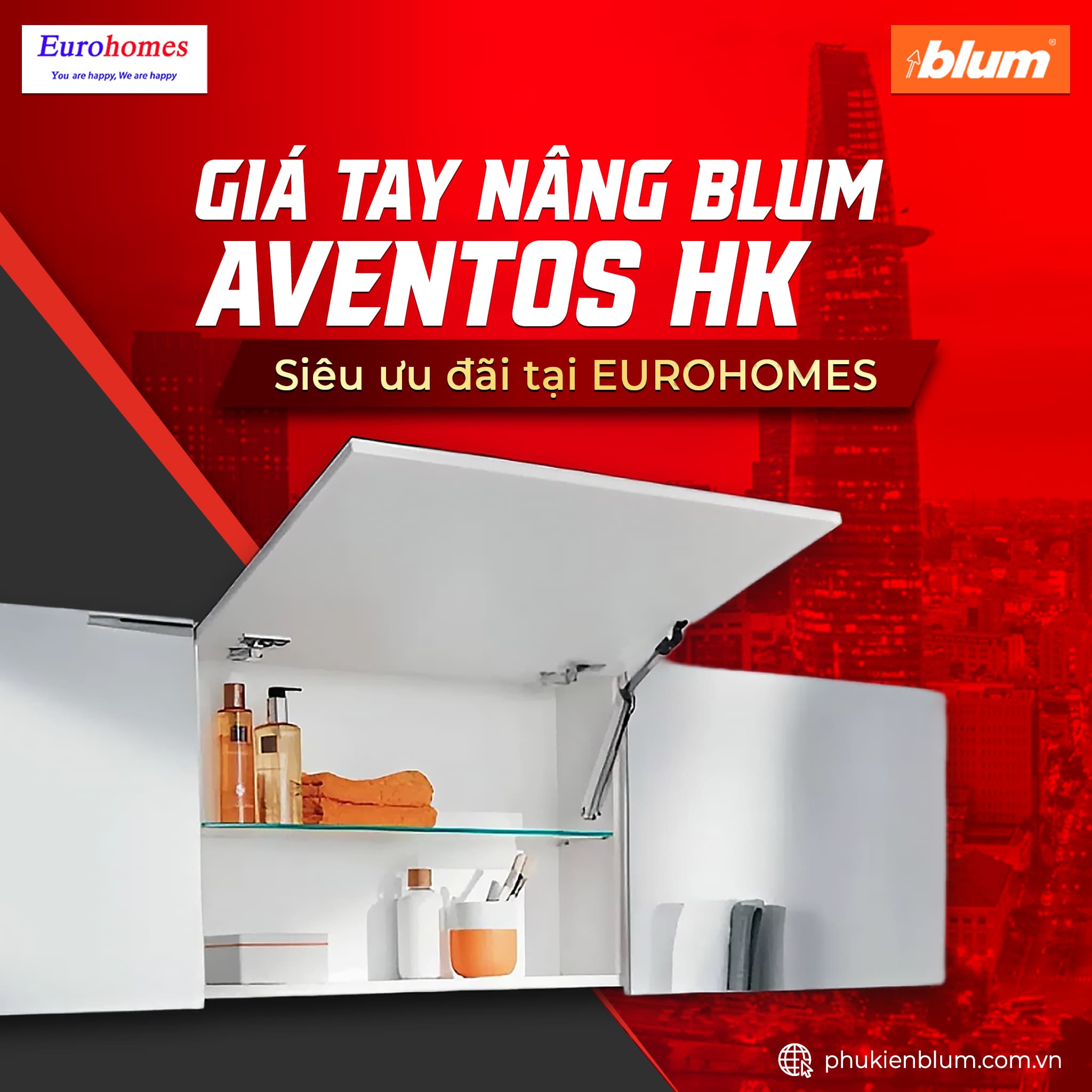 Giá Tay nâng Blum AVENTOS HK siêu ưu đãi tại EUROHOMES